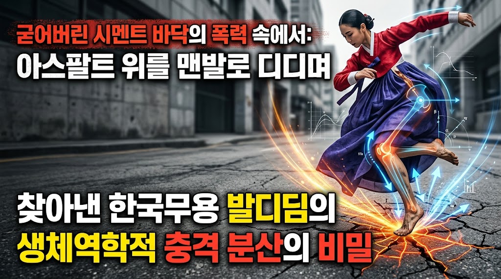 굳어버린 시멘트 바닥의 폭력 속에서: 아스팔트 위를 맨발로 디디며 찾아낸 한국무용 발디딤의 생체역학적 충격 분산의 비밀