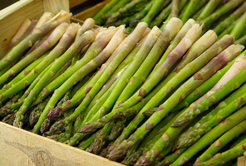 시장에 진열된 아스파라거스