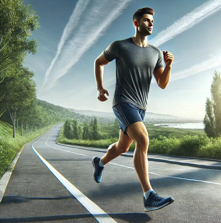 공복에 아침 운동 중인 남성