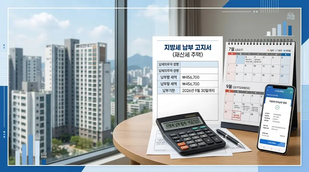 2026 재산세 7월과 9월 납부기간 및 주택 건축물 토지 납부대상 안내