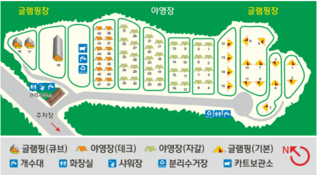 초막골생태공원 캠핑장 배치도