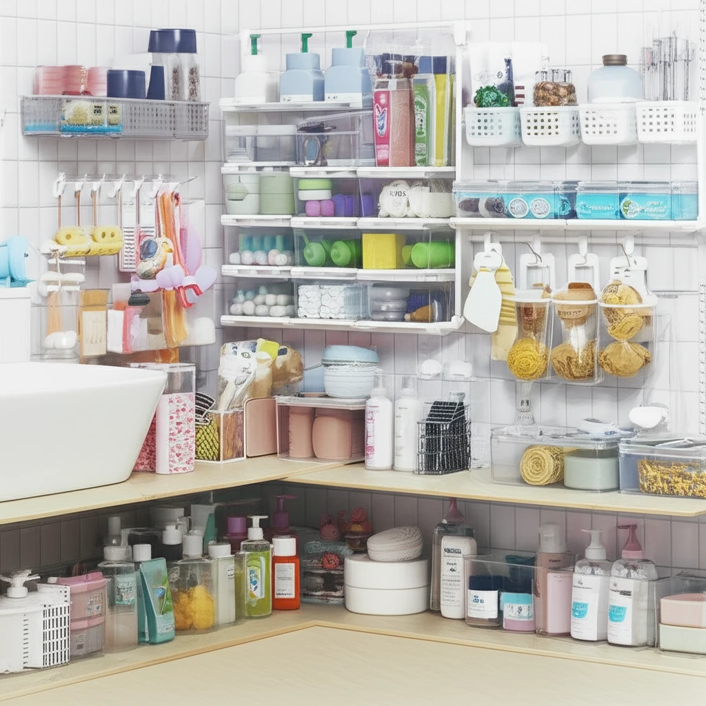 다이소 욕실용품 활용법: 좁은 욕실 