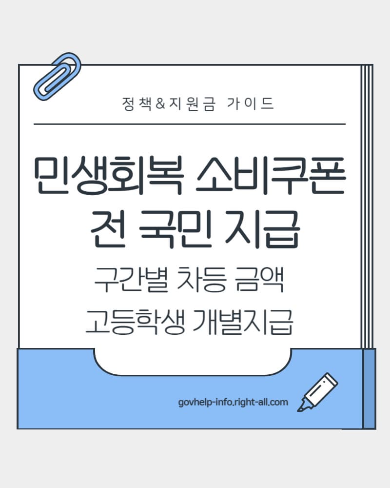 민생회복 소비쿠폰 전 국민 지급 확정! 차등지급 금액과, 가구수령이 아닌 개별수령, 고등학생 개별지급, 사용처, 유효기간