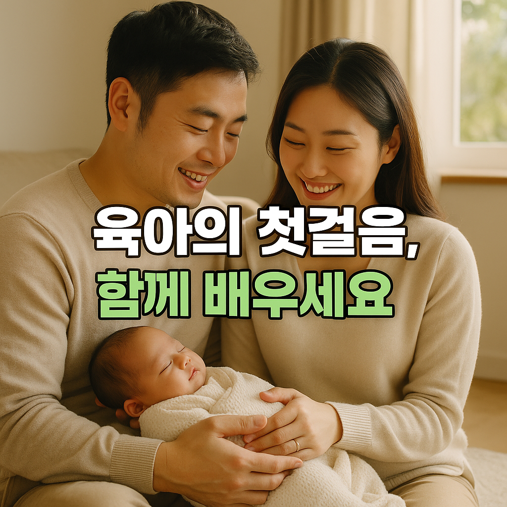 신생아를 안고 행복해 하는 부부
