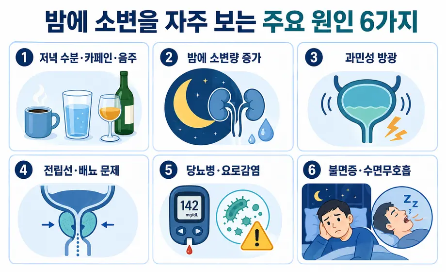 수분 섭취 과민성 방광 전립선 문제 등 야간뇨 원인 6가지