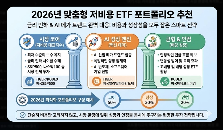저비용 ETF 순위 [2026년] 총보수 vs 실부담비용 차이 및 추천 포트폴리오