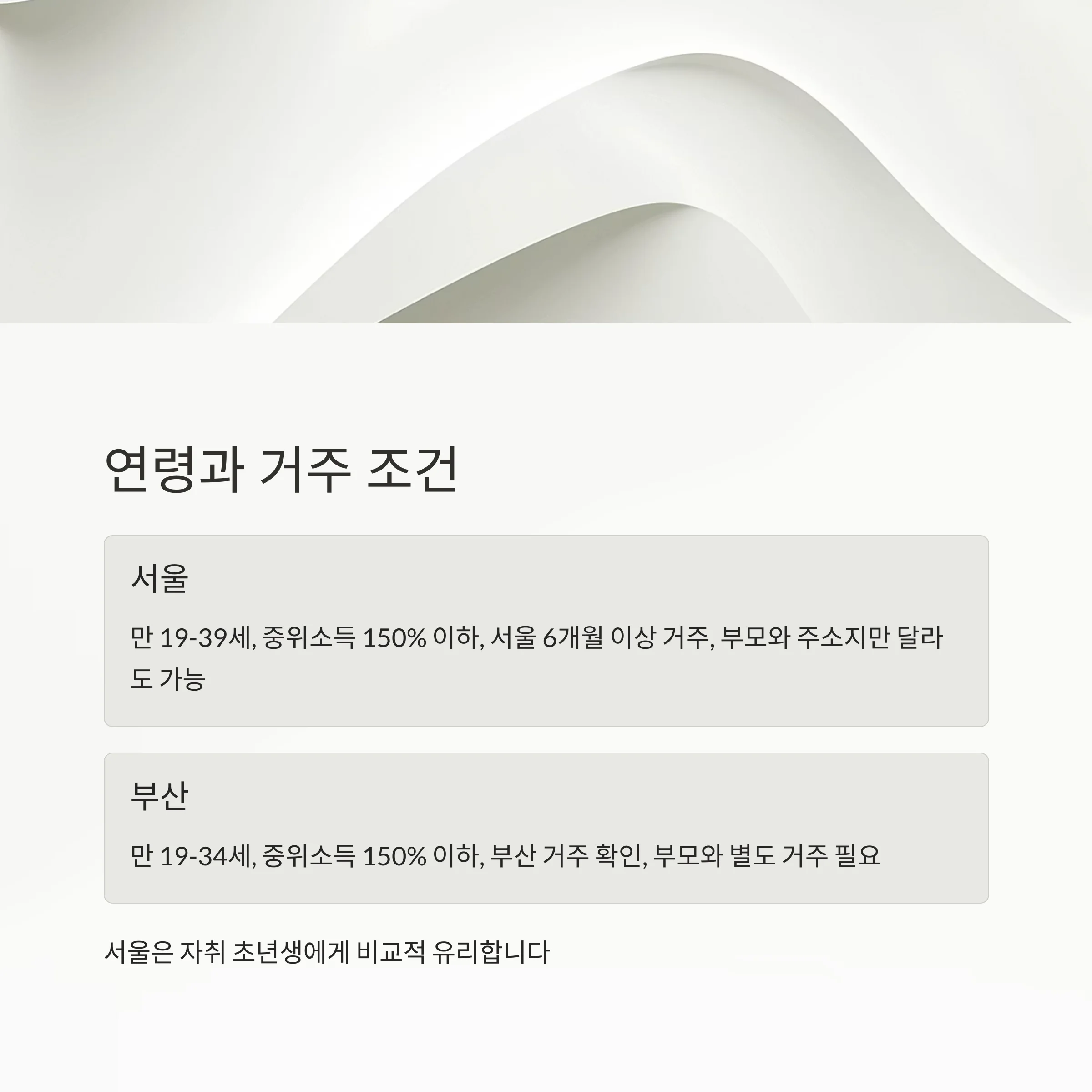 서울 vs 부산, 2025 청년월세지원