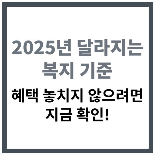 2025년부터 달라지는 복지 기준과 정부 정책 정리 이미지