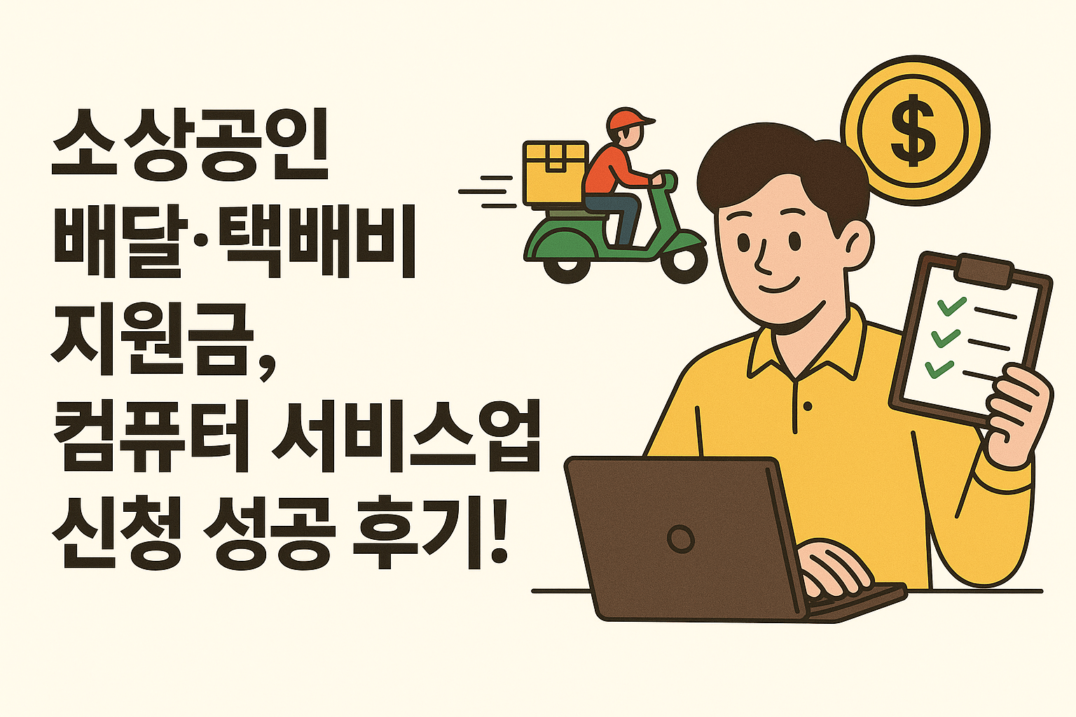 “소상공인 배달·택배비 지원금, 컴퓨터 서비스업 신청 성공 후기!”