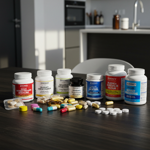 영양제들의 조합을 보여주는 사진들