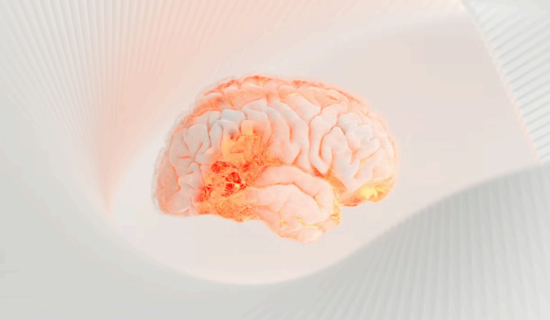 오렌지빛 뇌 일러스트 알림 다이어트로 뇌를 보호한다는 메시지