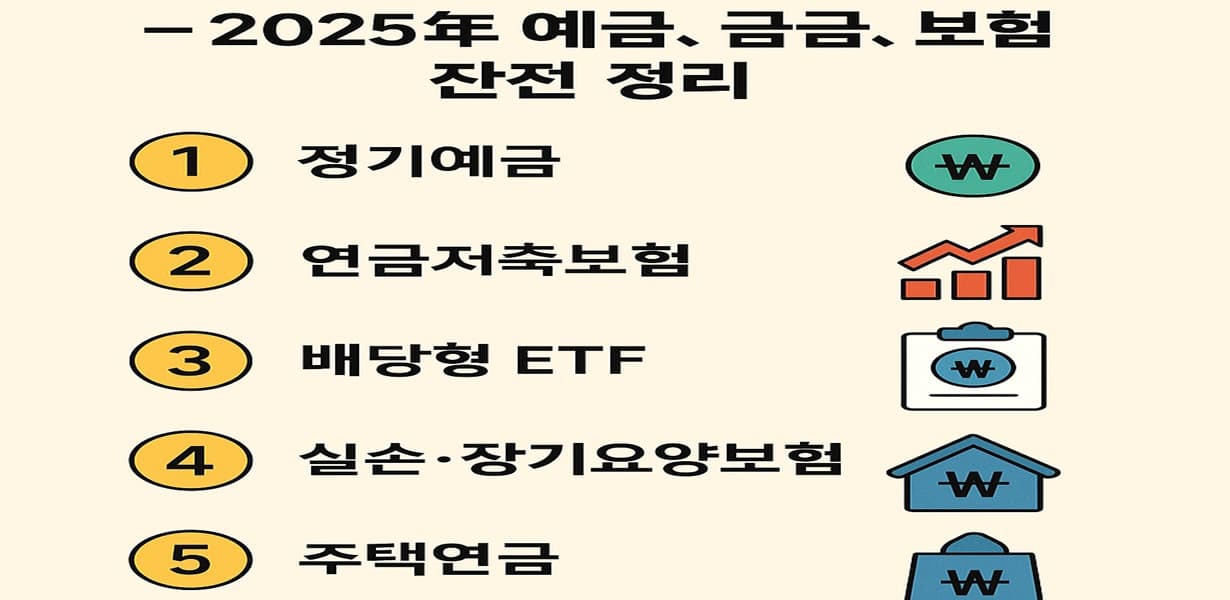 2025년 부모님을 위한 금융 상품 5가지를 소개하는 인포그래픽