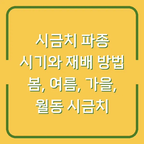 시금치 파종 시기와 재배 방법 봄, 여름, 가을, 월동 시금치