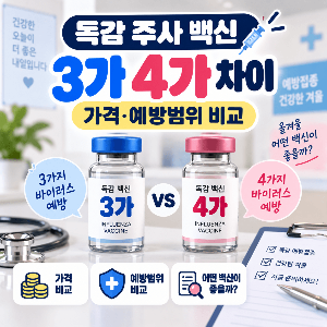 독감 주사 백신 3가 4가 차이 가격 예방범위 비교