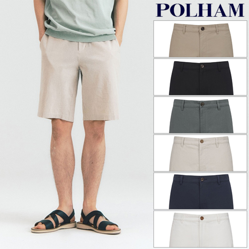 폴햄 남성용 코튼 린넨 하프밴딩 5부 베이직 팬츠 반바지 PHB2PH1066