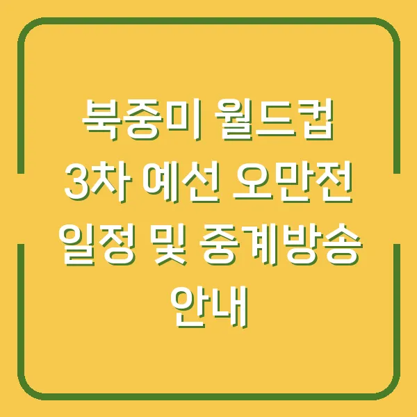 북중미 월드컵 3차 예선 오만전 일정 및 중계방송 안내
