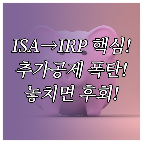 ISA 만기 후 IRP 전환 추가 세..