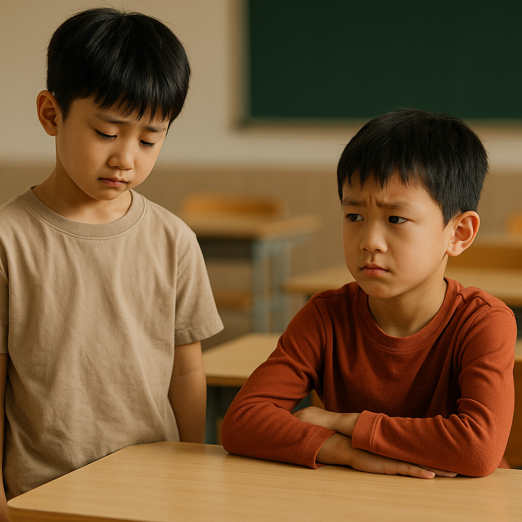 친구에게 상처 주는 아이 그 마음을 들여다 보는 이미지
