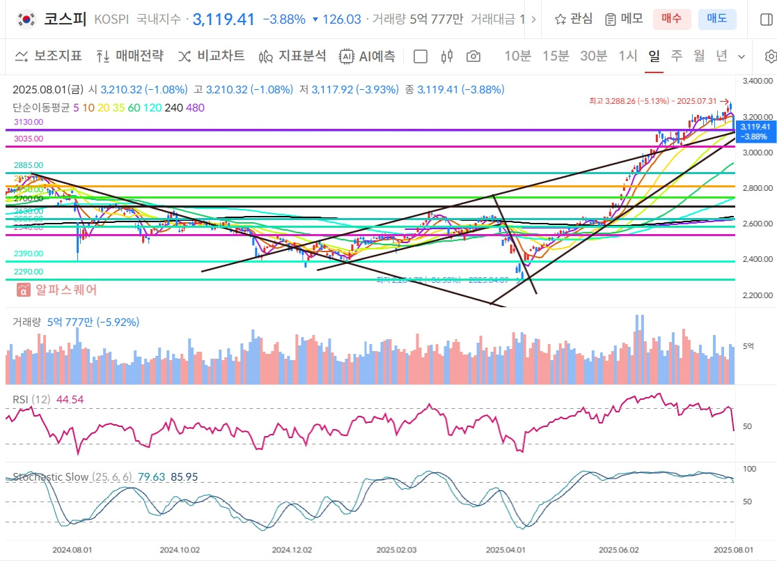 최근 증시하락 원인 및 차주 증시전망<25.08.03(일)>