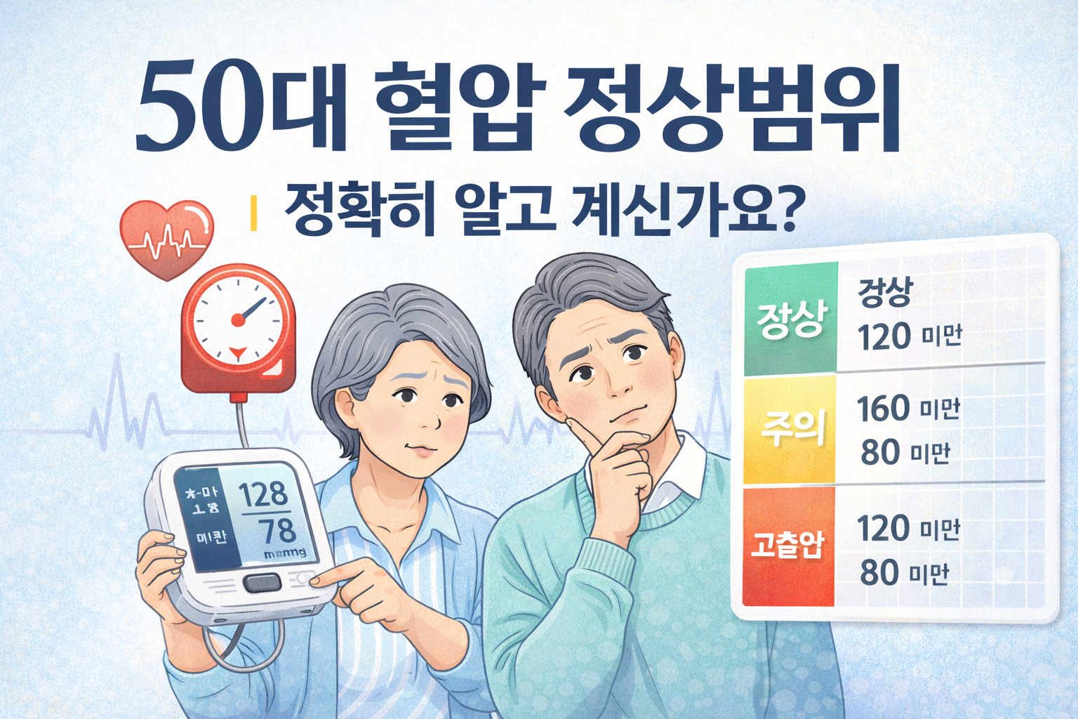 50대 혈압 정상범위 총정리｜기준 수치 한눈에 보기