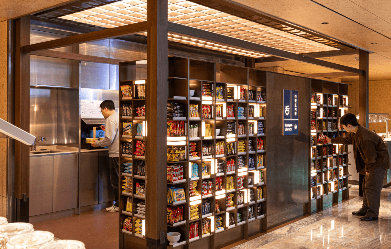 인천공항 T2 대한항공 라운지 오픈! 라면 라이브러리