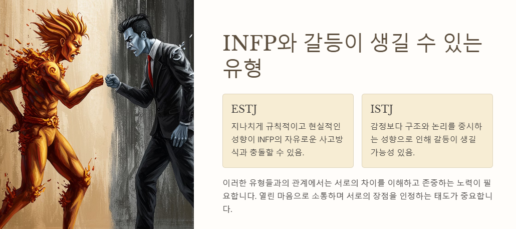INFP와 갈등이 생길 수 있는 성격유형