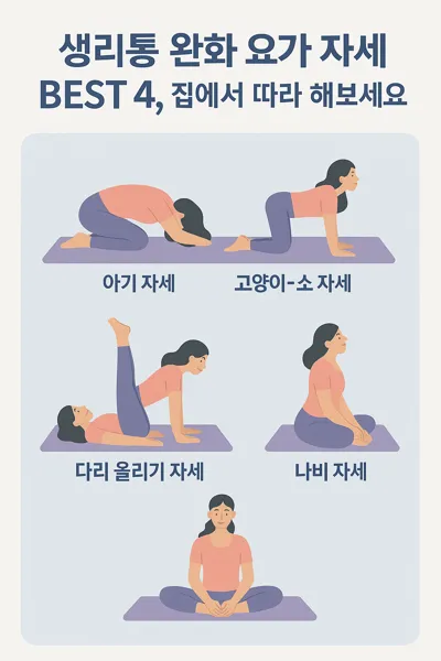 생리통 완화 요가 자세 안내 이미지