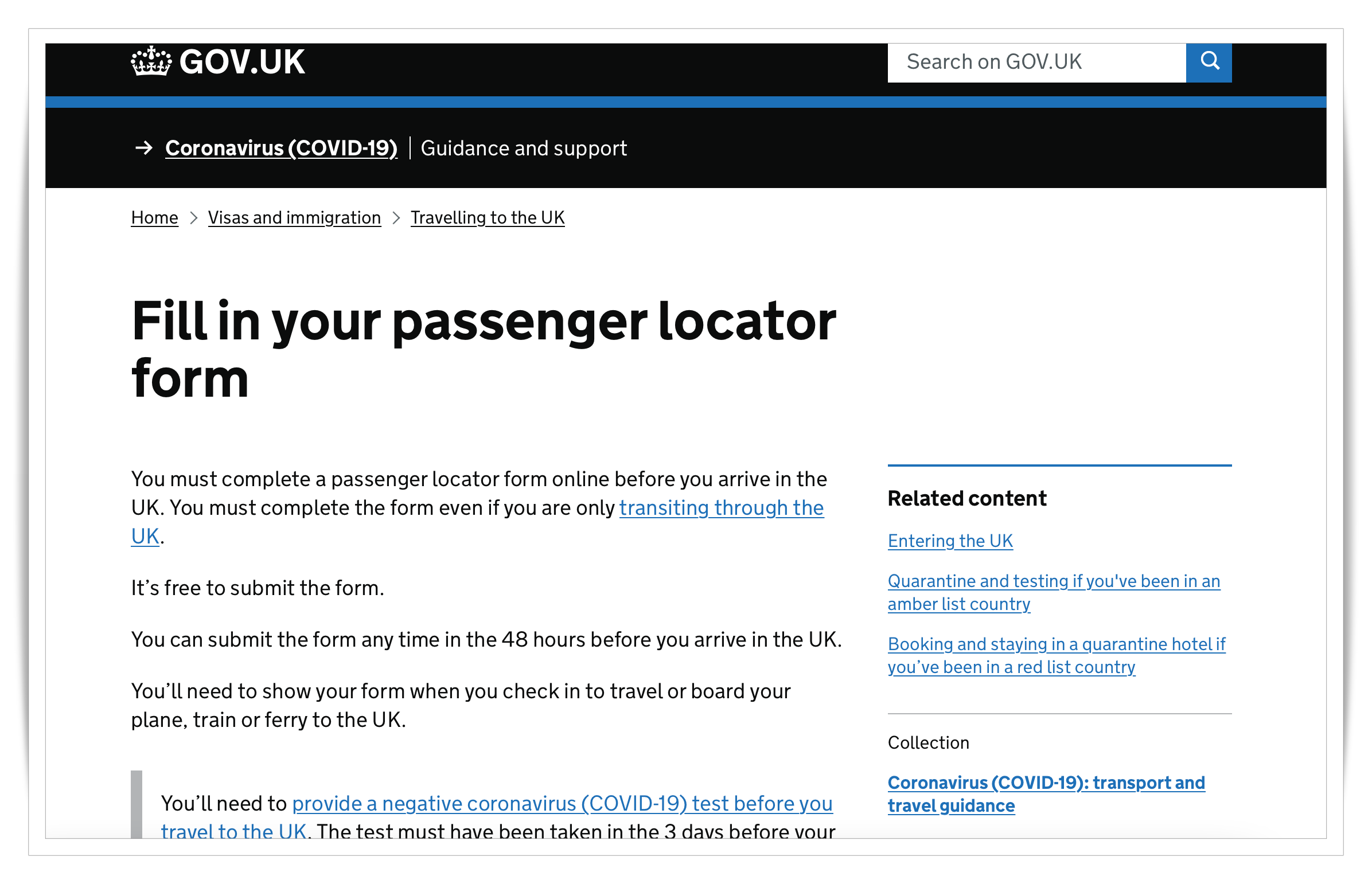 Passenger Locator Form