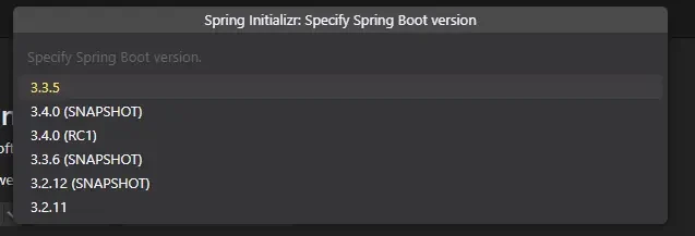 스프링 부트 버전 선택