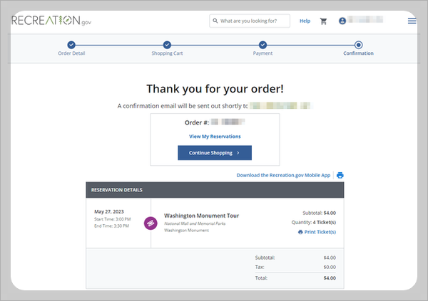 워싱턴 기념비 예약하기