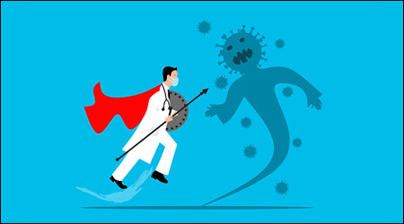 외부 세균과 싸우고 있는 남성