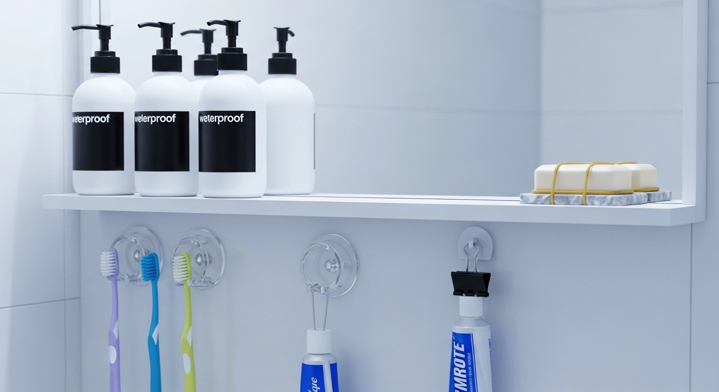 호텔 욕실 부럽지 않다! 샴푸 통과 칫솔을 활용한 '물때 없는 욕실 업사이클링 소품 4가지' (공중부양 정리 팁)