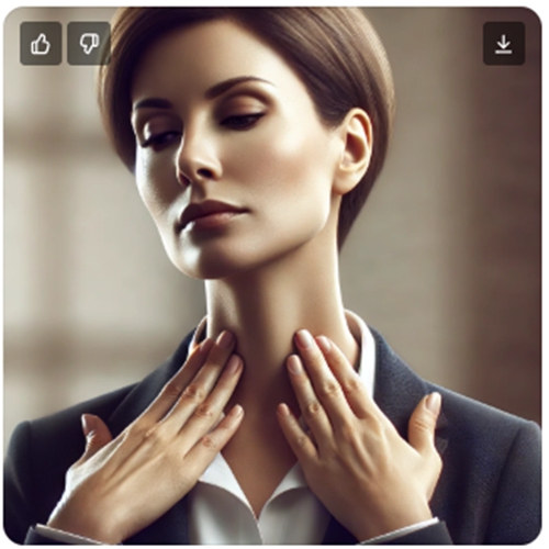 목주위 림프를 만지는 사진