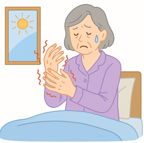 기상 시 손가락 뻣뻣함이 고통스러움