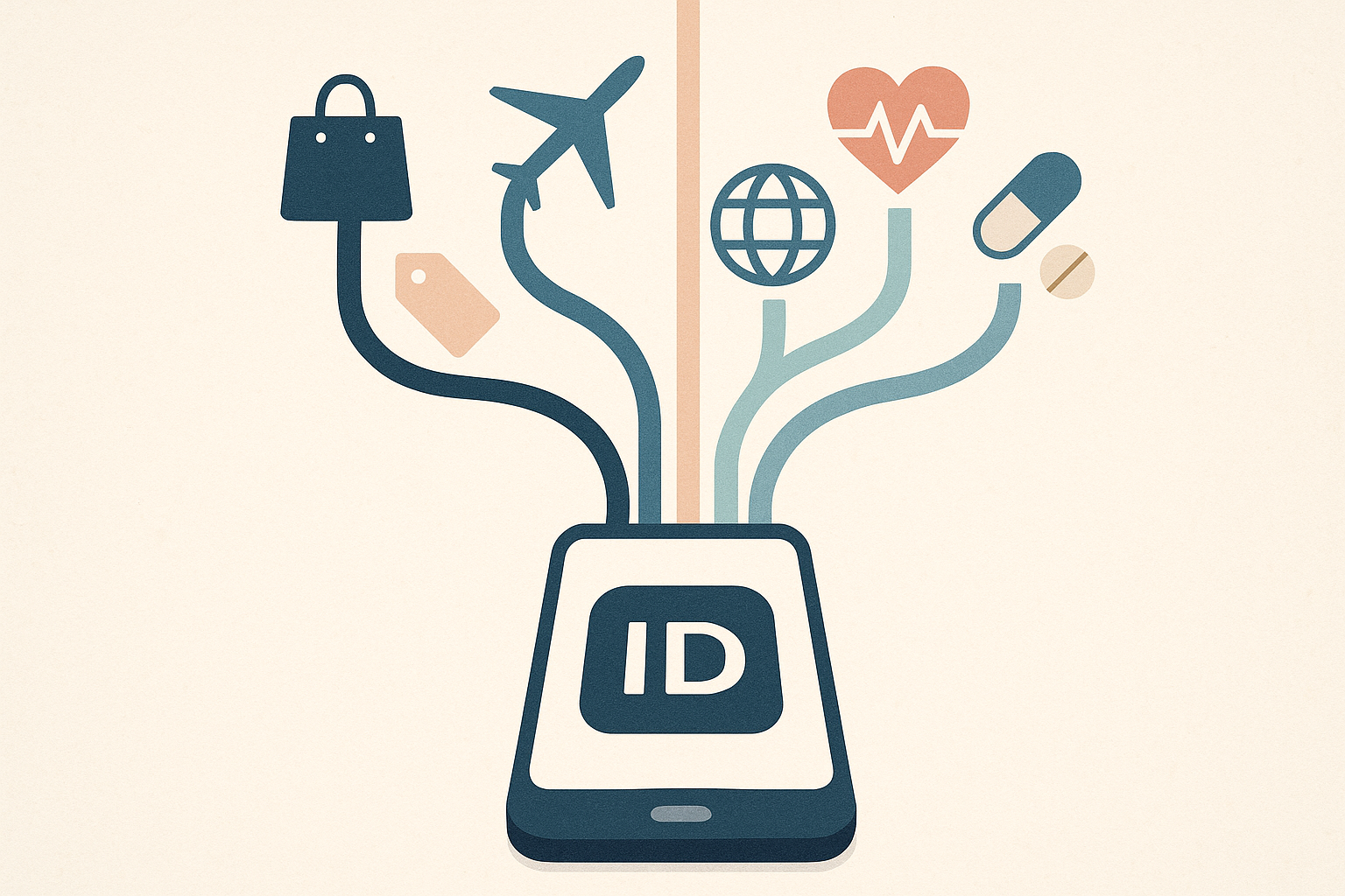 스마트폰 ID 관련 여러 관심사를 표현한 일러스트