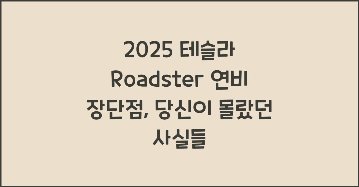 2025 테슬라 Roadster 연비 장단점