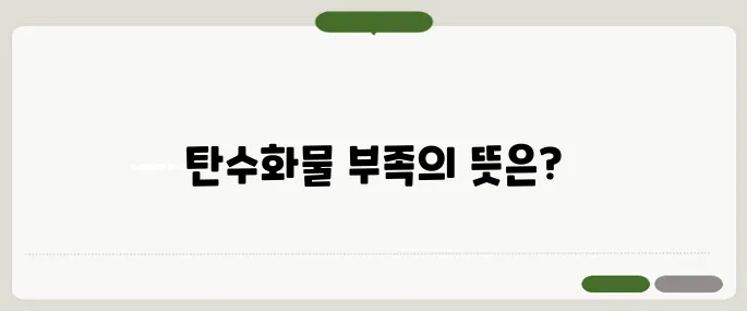 탄수화물 부족 증상 건강에 미치는 영향