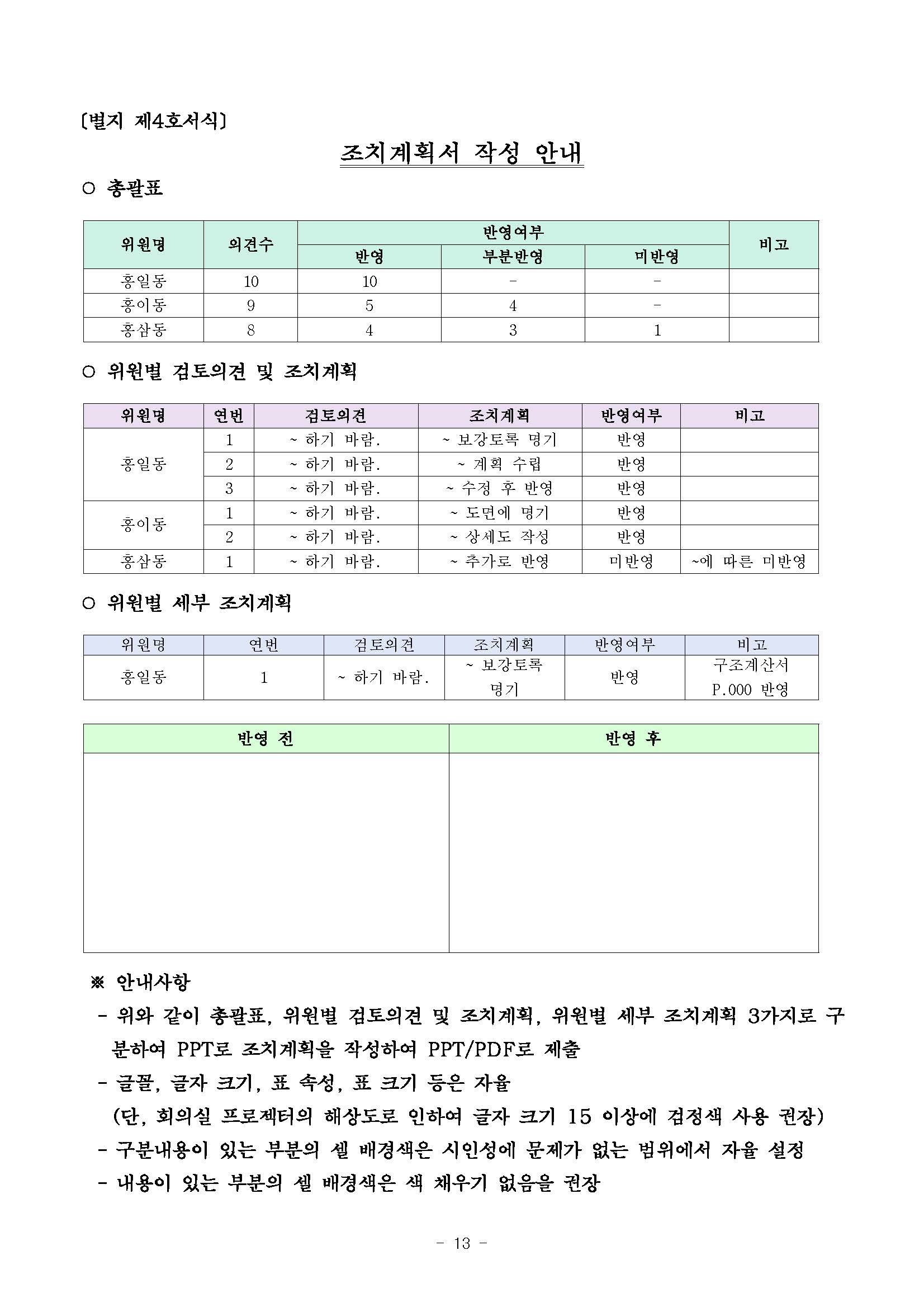 구조심의 조치계획서 양식