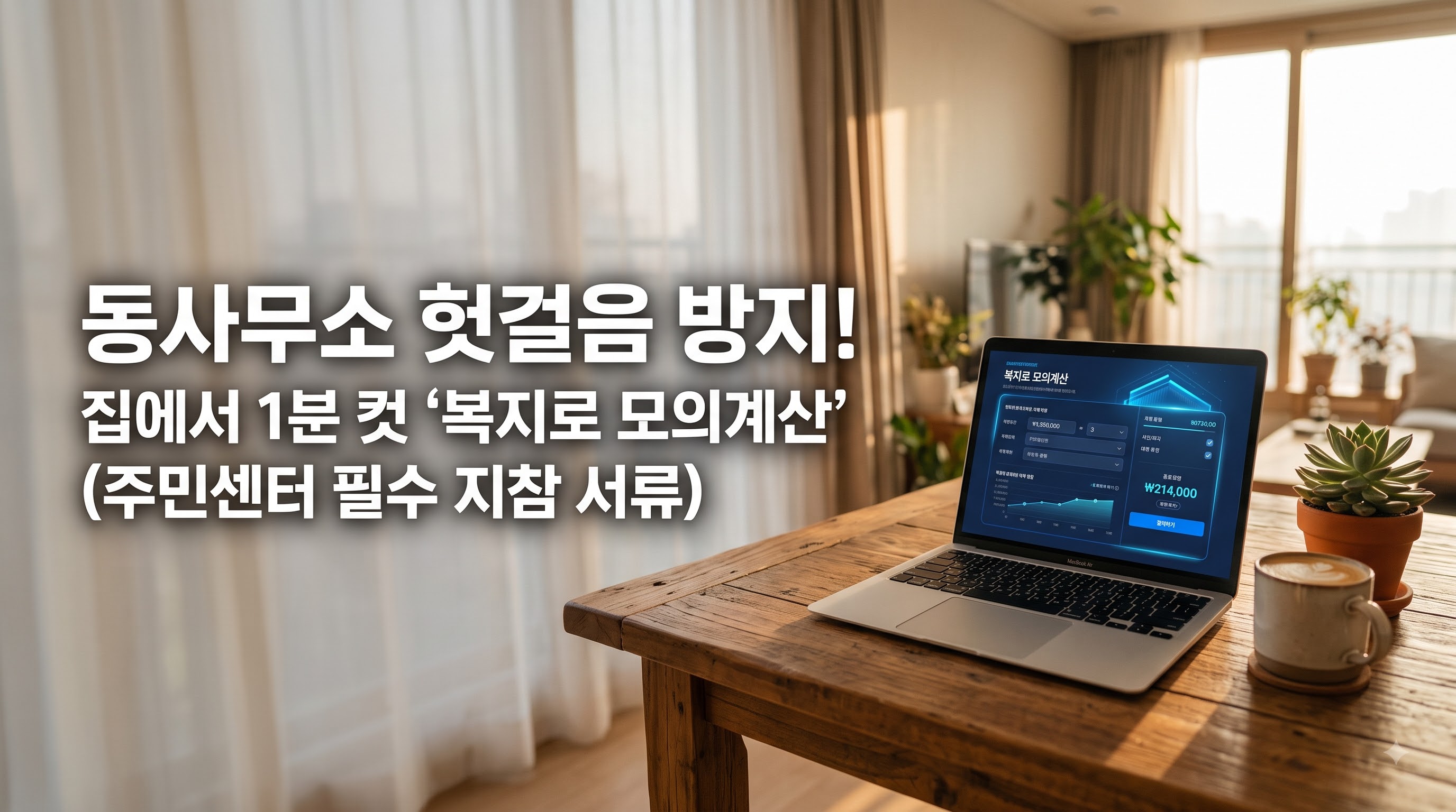동사무소 헛걸음 방지! 집에서 1분 컷 '복지로 모의계산'(주민센터 필수 지참 서류)