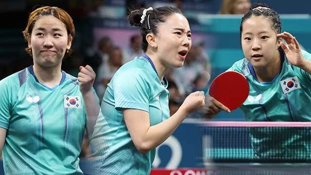 16강 단체전 대한민국 대표팀 탁구 여자 단체전 선수들 이미지 입니다.