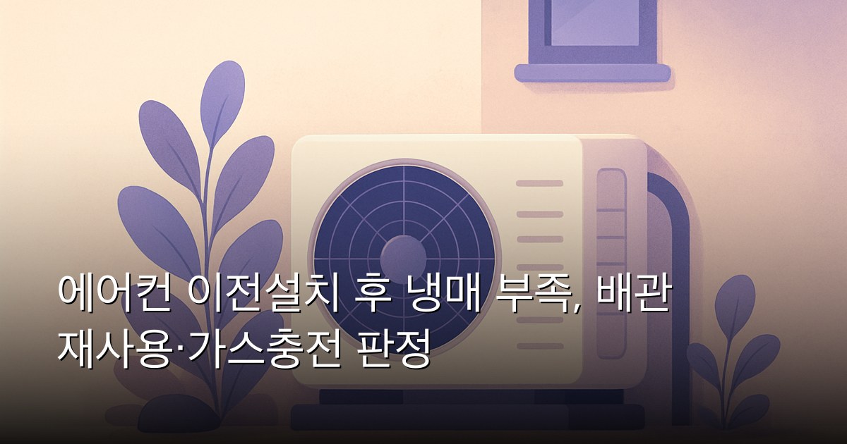 에어컨 이전설치 후 냉매 부족, 배관 재사용·가스충전 판정