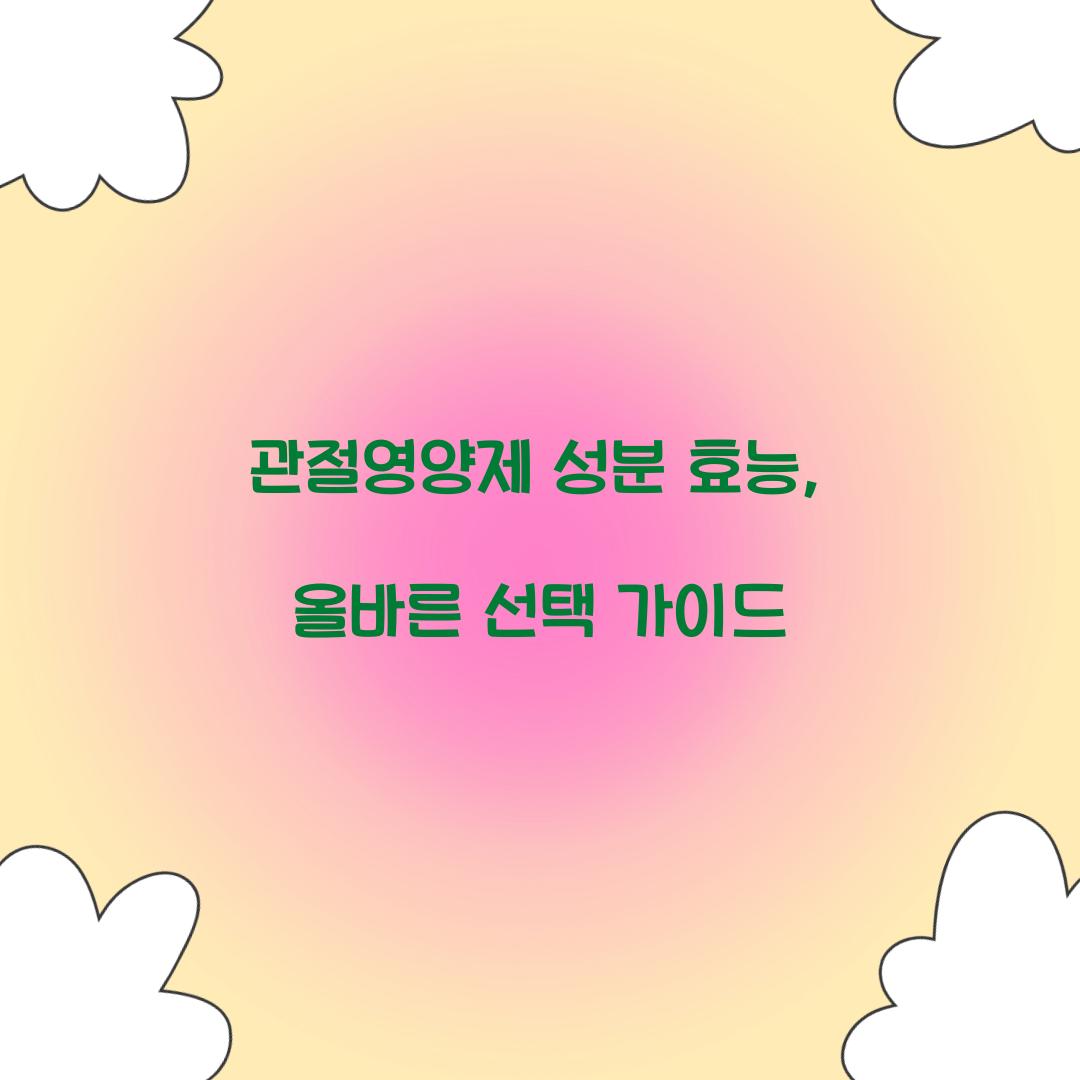 관절영양제 성분 효능