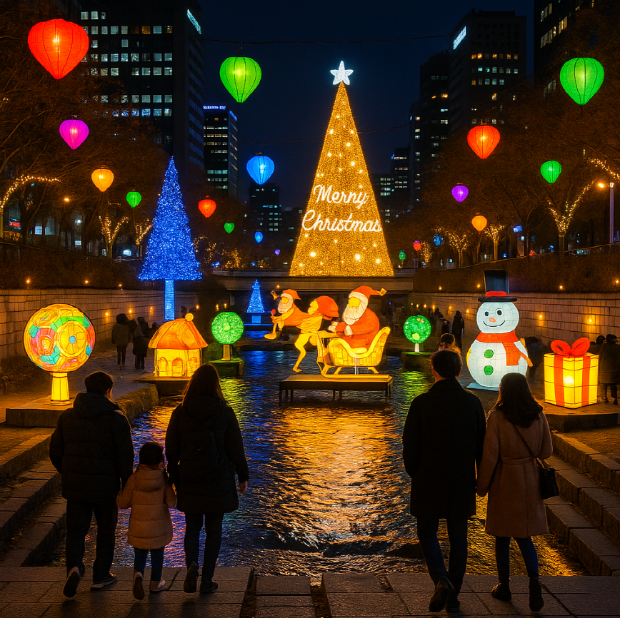 서울빛초롱축제 관람하는 사진