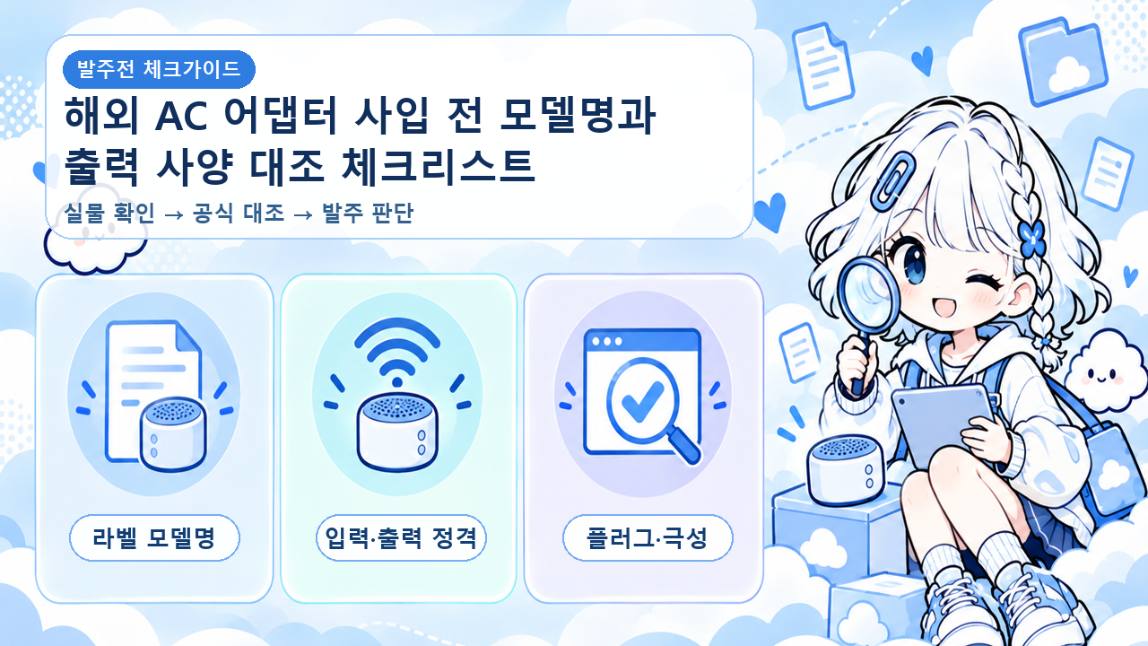 해외 AC 어댑터 사입 전 모델명과 출력 사양 대조 체크리스트 대표 이미지