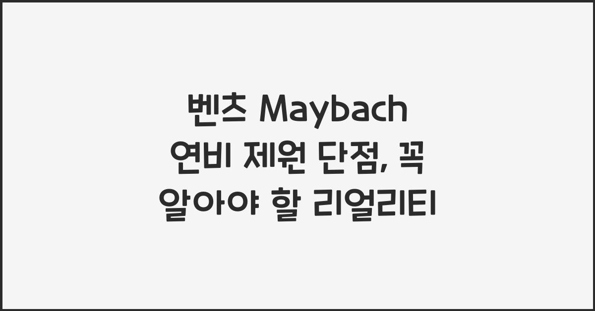벤츠 Maybach 연비 제원 단점