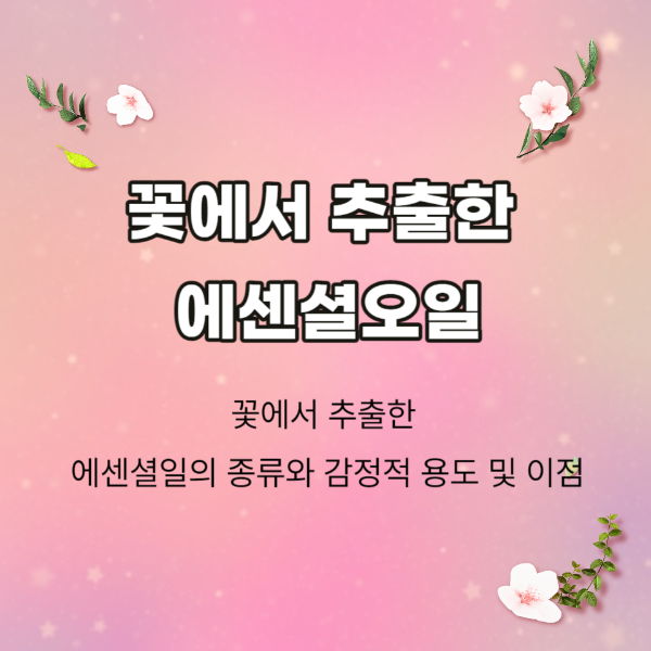 꽃 추출 에센셜 오일의 종류와 감정적 용도 및 이점