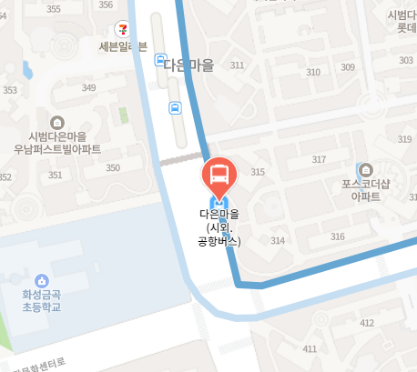 동탄 다은마을에서 인천공항 리무진 공항버스(8837번) 위치