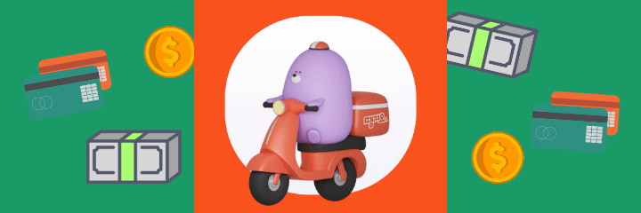 신한은행-캐릭터-오토바이-타고-있는-모습