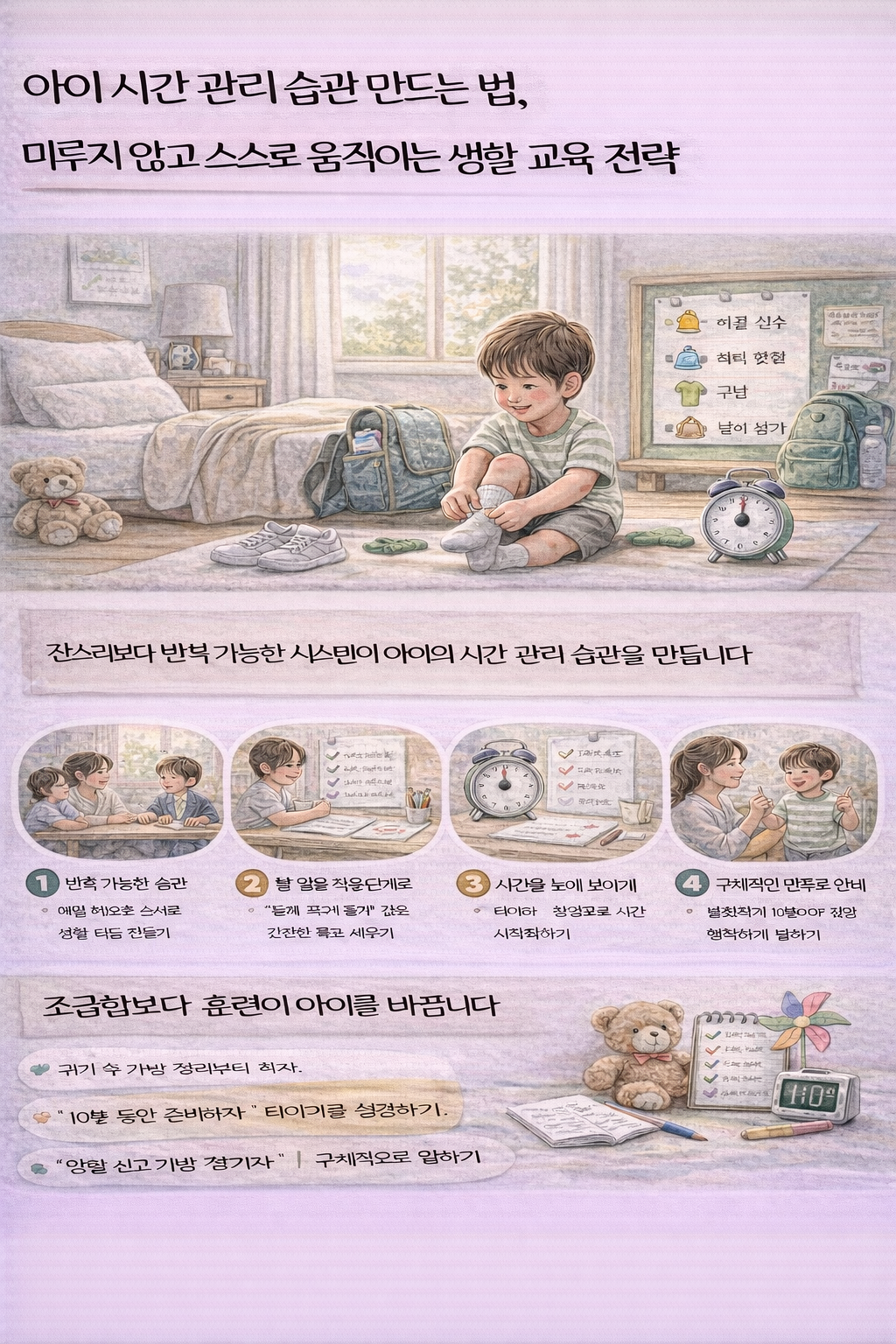 아이 시간 관리 습관 만드는 법, 미루지 않고 스스로 움직이는 생활 교육 전략
