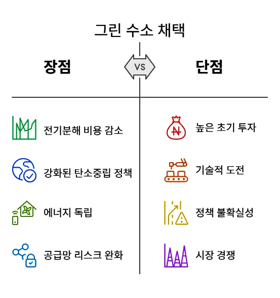 그린 수소 채택 장단점